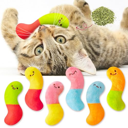 Worm Candy Catnip Stuffed Toys for Cats- 6P Pet Days Colorful Worm Organic Kittens Toys Funny Indoor Chew Bite Kick Tools, Interactive Pet Supplies Cat Kittens Lovers Birthday Presents - style: Worm Candy