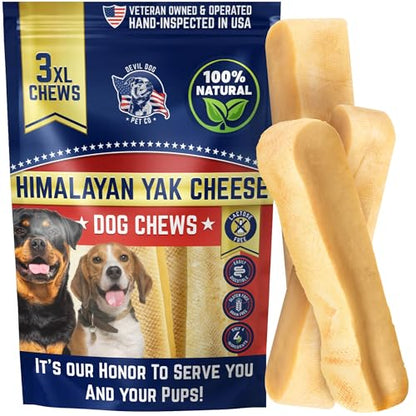 Devil Dog Pet Co. Himalayan Yak Cheese Dog Chews for Medium to Large Breeds & Aggressive Chewers - Long Lasting, Rawhide Free, High Protein - Cleaner Teeth, Anxiety & Boredom Relief - 3 Pack - style: XL - 3 Pack