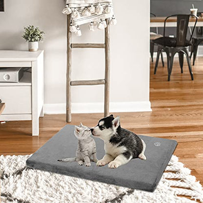 EMPSIGN Stylish Dog Bed Mat Dog Crate Pad Mattress Reversible (Cool & Warm), Water Proof Linings, Removable Machine Washable Cover, Firm Support Pet Crate Bed for Small to XX-Large Dogs, Grey - size: S(23"*16"*3")