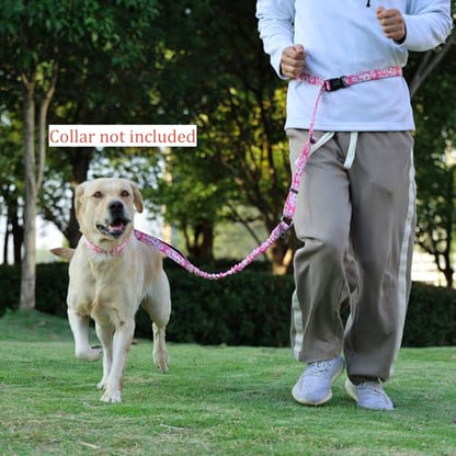 Hands Free Dog Leash, No Pull Bungee Dog Running Waist Leash, with Car Seat Belt, Reflective Stripes, Heavy Duty for Medium and Large Dogs. (Daisy Pink, Large) - color: Daisy Pink
