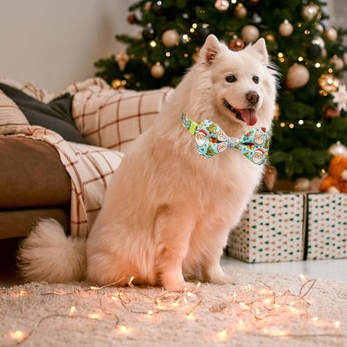Christmas Dog Collar Fall-Themed Breakaway Collars with Bow Tie, Santa Claus & Gift Pattern for Small Medium Large Dog - color: Christmas Treats, size: Small-(11"-17") Neck * 5/8" Wide