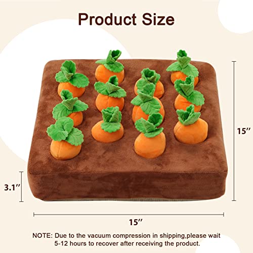 Interactive Dog Toys，Carrot Snuffle Mat for Dogs Plush Puzzle Toys 2 in 1 Non-Slip Nosework Feed Games Pet Stress Relief with 12 Carrots - style: NORMAL
