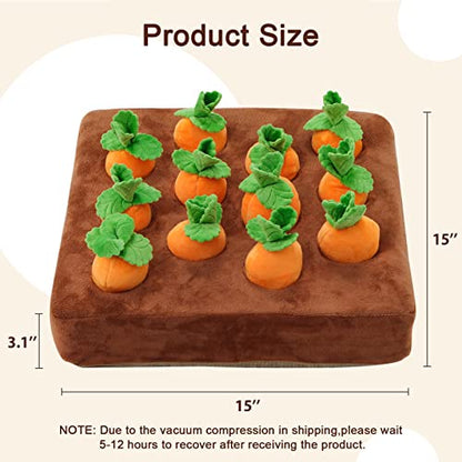 Interactive Dog Toys，Carrot Snuffle Mat for Dogs Plush Puzzle Toys 2 in 1 Non-Slip Nosework Feed Games Pet Stress Relief with 12 Carrots - style: NORMAL