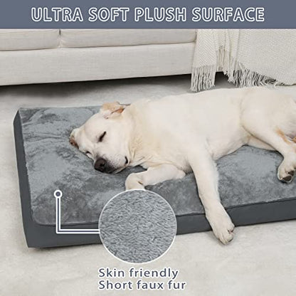 Dog Crate Bed Waterproof Deluxe Plush Dog Beds with Removable Washable Cover Anti-Slip Bottom Pet Sleeping Mattress for Large, Medium, Jumbo, Small Dogs, 41 x 27 inch, Gray - color: Grey, size: 41.0"L x 27.0"W x 3.0"Th