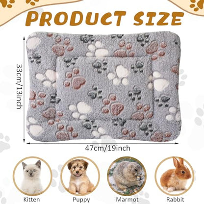Tuanse 4 Pack Ultra Soft Dog Cat Bed Mat Small Animal Guinea Pig Bed with Cute Print Reversible Fleece Dog Crate Kennel Pad Cozy Washable Thickened Hamster Pet Beds Mat(13 x 19 Inches,Light Gray) - color: Light Gray, size: 13 x 19 Inches