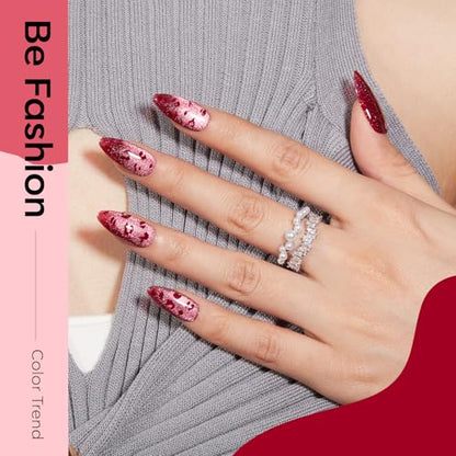 modelones Cat Eye Gel Nail Polish, 6 Colors Red Glitter Burgundy Ruby Sparkle Shimmer Gel Polish Set with Magnet Nail Gel Polish Kit Soak Off Led Nail Art Manicure Salon DIY Gifts - color: A-1 Rouge Aura