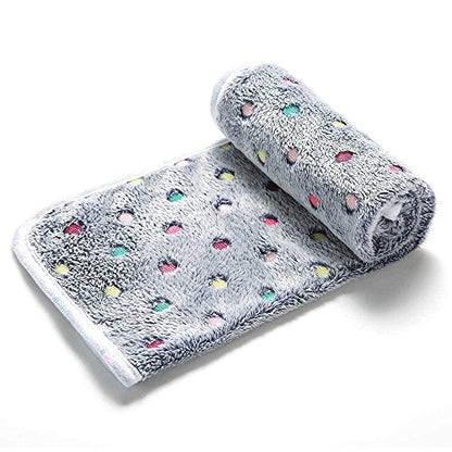 1 Pack 3 Blankets Super Soft Cute Dot Pattern Pet Blanket Flannel Throw for Dog Puppy Cat Blue/Purple/Grey Large - color: Blue/Purple/Grey, size: 41x31 inch (Pack of 3)