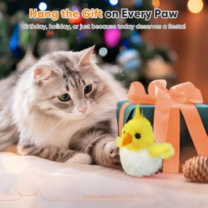 Petbobi Cat Toys Flapping Bird– Interactive Bird Cat Toy with Flapping Wings and Chirping Sounds, USB Rechargeable Motion-Activated Catnip Toy for Indoor Cats & Kittens (Non-Flying) - color: Yellow