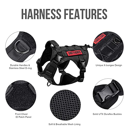 OneTigris Tactical Dog Harness Vest,No-Pull Service Dog Vest with Hook & Loop Panels,Adjustable Dog Vest Harness for Walking Hiking Training(Black,XXS) - color: Black, size: XX-Small
