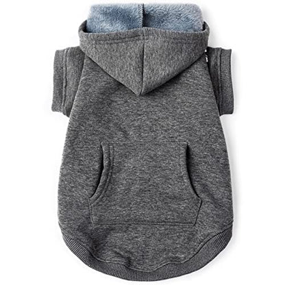 Dog Hoodie Fleece Puppy Clothes Warm Sweater with Hat for Small Dogs Cat Hooded Shirt Kitten Pet Basic Hoodies Sweatshirt with Pocket Doggie Soft Winter Coat Apparel (Grey; M) - color: Grey, size: M-(6~9lb) | Chest(~15.3")