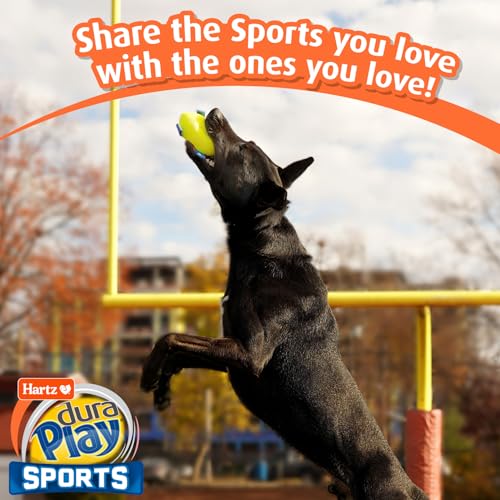 Hartz Dura Play Sports Football Dog Toy, Bacon Scented Squeaky Latex Yellow & Blue Toy, 3 Count - size: 3 Count, style: Football