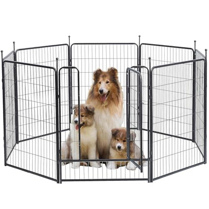 Dog Playpen,24/32/40 Inch Height in Heavy Duty,Folding Indoor Outdoor Dog Exercise Fence, Portable Pet Playpen with Door for Large Medium Dogs - Silver Gray (8 Panels, 40 inch) - style: 40 Inch