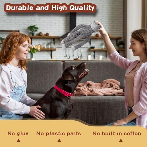 5 Pack Dog Squeak Toys, Durable Plush Chew Toys for Small, Medium & Large Dogs for Teething & Interactive Play - color: brown/white/grey/green