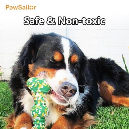 Dog Chew Toys for Aggressive Chewers, Safe Bamboo Fiber & Nature Rubber-Partially Degradable,Teething Cleaning Toys for Small Medium Large Dog Breeds Green S - size: Small