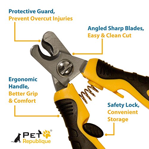 Pet Republique Dog Nail Clippers - Puppy, Large Bird Claws Nails Trimmer Tool – Sharp and Durable Angled Blades with Protective Guard - Size Large with Filer