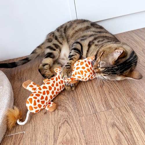 TTcat Catnip Silvervine Matatabi Pillow for Cats & Kittens,Cat Kicker Toy,Crinkle Sound Toy,Large Size Cat Pillow Soothing Plush(Giraffe). - color: Giraffe