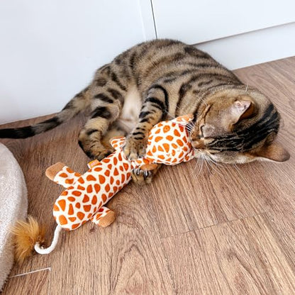 TTcat Catnip Silvervine Matatabi Pillow for Cats & Kittens,Cat Kicker Toy,Crinkle Sound Toy,Large Size Cat Pillow Soothing Plush(Giraffe). - color: Giraffe