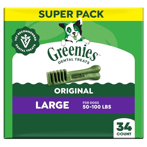 Greenies Veterinarian-Recommended Adult Natural Dental Dog Treats Large Size, Dog Dental Chews, Original Flavor, 54 oz. Pack, 34 Count - size: 34 Count (Pack of 1)