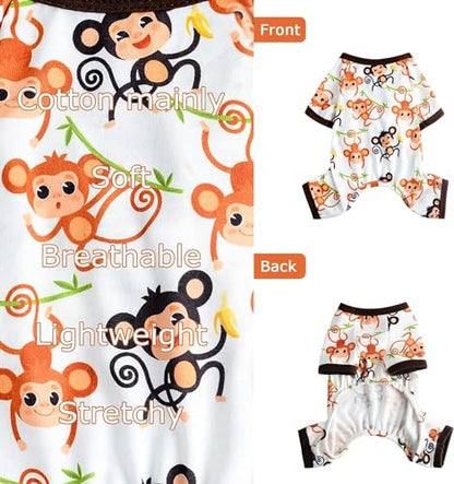 Dog Pajamas for Small Dogs, Soft Thin Pjs Jammies Cat Doggie, Summer Pet Cute Puppy Clothes Outfits Dogs Boy Girl(Monkey,XS) - color: Monkey, size: X-Small (Chest 11.8 in)