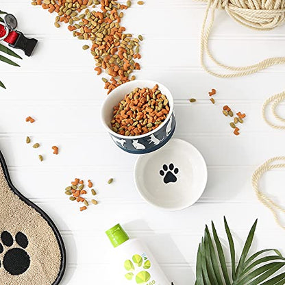 Bone Dry Ceramic Pet Silhouette Collection, Small Set, 4.25x2, Navy, Cat's Meow, 2 Piece (Pack of 2) - color: Navy, size: Small Set, 4.25x2" (Pack of 2)