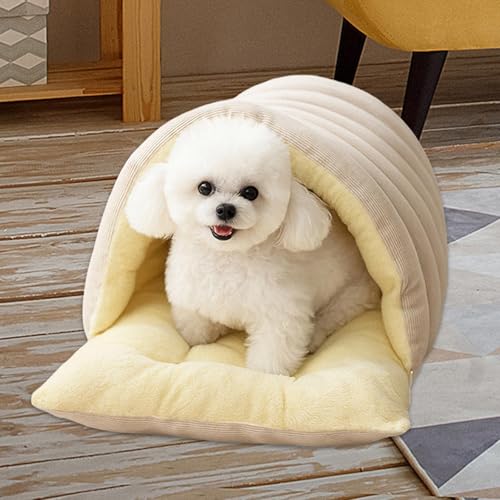 Winter Cave Warm Cat House Removable Cushion Convenient,PP Cottons Comfortable Washable Supplies Multifunctional, White M