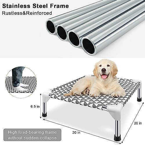 Kuntrust Elevated Outdoor Dog Bed Updated Raised Pet Cot Cooling Puppy Bed Lifted Dog Bed for Small Pets|Indoor Detachable Raised Dog Bed with Non-Slip Feet,Double-layer Cloth(S) - size: 4 sided Small