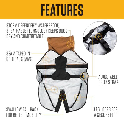 Carhartt Durable Dog Rain Jacket W/Waterproof Storm Defender Material and Adjustable Straps, Carhartt Brown/Black, Medium - size: Medium