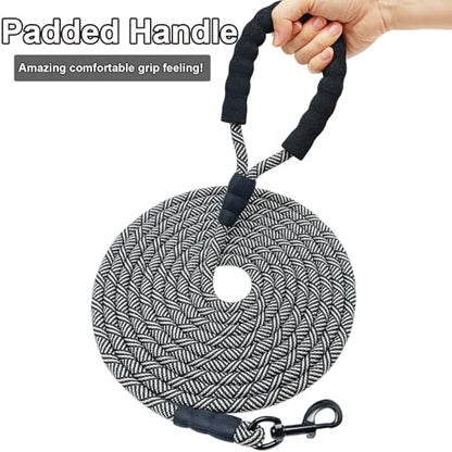 Heavy Duty Rope Dog Leash, 3/4/5/6/7/8/10/12/15/20/30 FT Long Dog Lead Nylon Pet Leash, Soft Padded Handle Thick Lead Training Leashes for Large Medium Dogs (15ft * 1/2", Black) - color: black, size: 1/2" * 15'