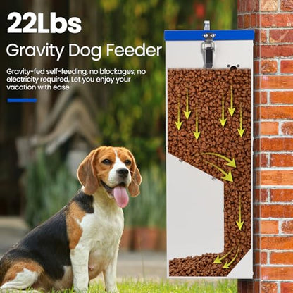 22lbs Gravity Dog Feeder - Automatic Dog Feeder Large Breed Outdoor Pet Feeding Station Auto Dry Food Dispenser for Pet Cat Dogs