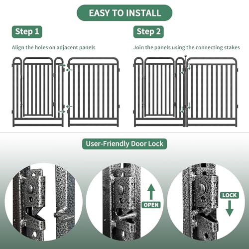 40 Inch Dog Playpen Outdoor, 8 Panels Puppy Playpen Heavy Duty Dog Play Pen Indoors, Rust Resistant Dog Pen for Large/Medium/Small Dogs, Dog Fence for RV Camping - style: 40" H
