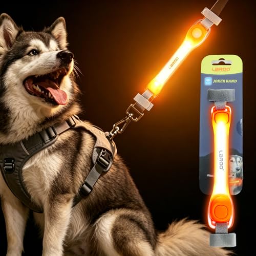 LaRoo LED Dog Collar Light - Glow Safety Light for Night Walking, Universal Fit for Collars/Leashes/Harnesses, Waterproof Pet Night Light for Dogs - Enhanced Visibility for Outdoor Safety - color: Orange