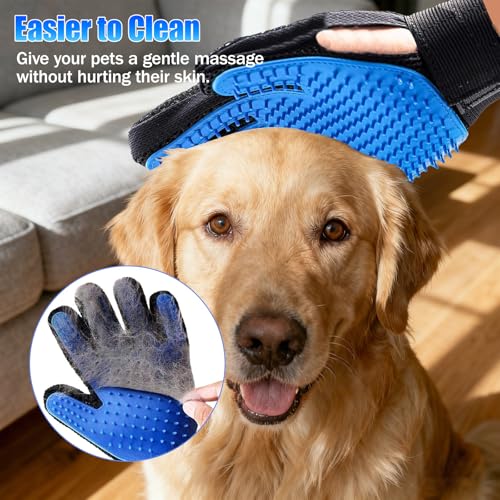 9 PCS Pet Grooming Brush Set,Self Cleaning Pet Hair Removal Comb,Pet Hair Remover Gloves,Spray Bottle, Lice Flea Combs, Pet Grooming Supplies,Essential Bathing,Brushing & Shedding Tool for Cats & Dogs