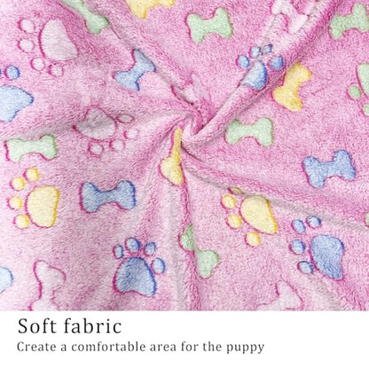 1 Pack 3 Blankets Super Soft Fluffy Premium Fleece Pet Blanket Flannel Paw Printed Throw for Dog Puppy Cat (Small 23x16'', Purple, Pink, Brown) - color: Purple, Pink, Brown, size: 23x16 inch(Pack of 3)
