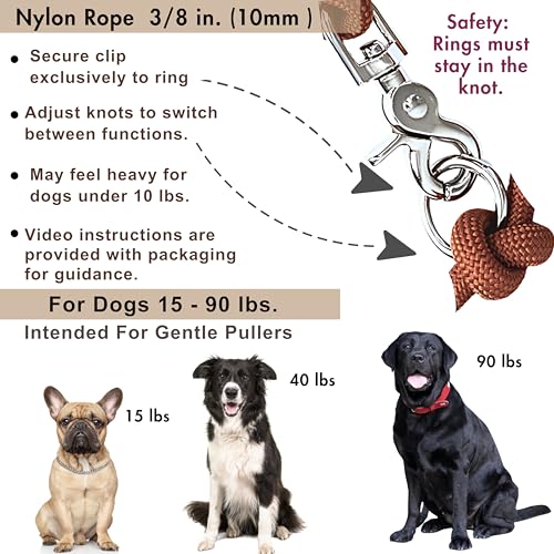 Hands Free Dog Leash, Waist Leash for Dog Walking, Crossbody, Multifunctional, Dog Lead, Running, 2 Dogs, Dual Handle, Traditional Lead, Adjustable Lead 4.3ft - 7.5ft, 3/8" (10mm) Diameter. - color: Maple Brown