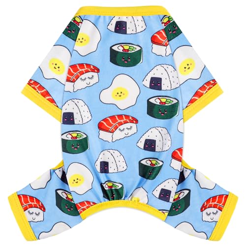 Dog Pajamas Small Sized Dogs Stretchable Summer Dog Clothes Pjs 4 Legs Girl Boy Cute Soft Puppy Outfits Doggie Cat Jammies Jumpsuit Sleeper for Pet (Bread, X-Small) - color: Bread, size: X-Small (Chest 11in )