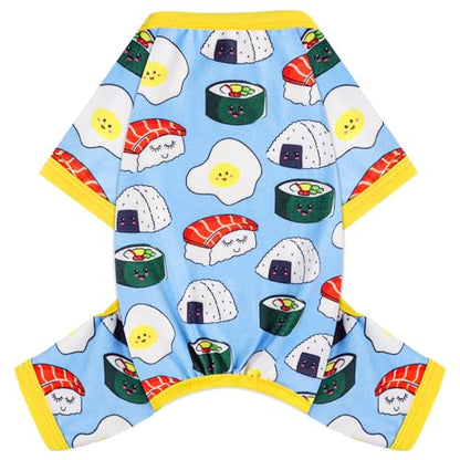 Dog Pajamas Small Sized Dogs Stretchable Summer Dog Clothes Pjs 4 Legs Girl Boy Cute Soft Puppy Outfits Doggie Cat Jammies Jumpsuit Sleeper for Pet (Bread, Medium) - color: Bread, size: Medium (Chest 15in )