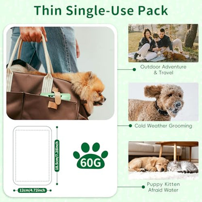 GLADFRESIT Pet Grooming Glove Wipes for Dogs & Cats, Hypoallergenic Deodorizing Cleansing Wipes with Coconut Oil & Botanical Extracts, Daily & Outdoor Care, 60g Portable and Lightweight (6 Pcs) - size: 6 PCS