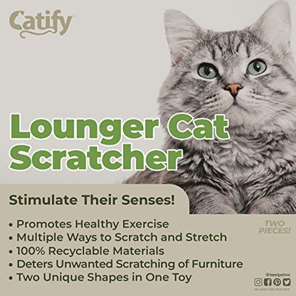 Best Pet Supplies Catify Cat Scratcher, Fun Interactive Scratchers, Posts, Poles, Claw Safe, Furniture Saver Indoor Play Support Natural Cat Behaviors Heavy Duty - Lounger I, 22.875 x 10.25" - color: Lounger I