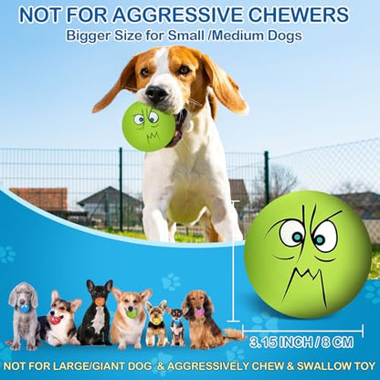 3.14" Squeaky Dog Toys Funny Smile Face Chewing Latex Rubber Soft Fetch Play Interactive Squeaky Dog Balls for Puppy Small Medium Pet Dog (3PCS) - color: Large Size Squeaky Dog Toys 3PCS