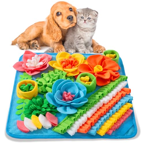 Snuffle Mat for Dogs, Sniff Mat Slow Feeding Mat for Small Pets Cats, Rabbits - Help Stress Relief and Training - Stimulate Your Pet's Foraging Skills! (Blue) - color: Blue