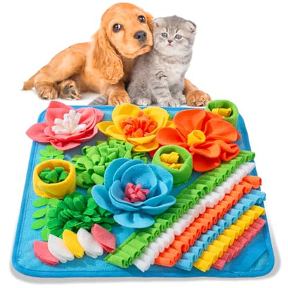 Snuffle Mat for Dogs, Sniff Mat Slow Feeding Mat for Small Pets Cats, Rabbits - Help Stress Relief and Training - Stimulate Your Pet's Foraging Skills! (Blue) - color: Blue