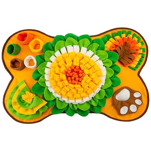 Washable Dog Snuffle Mat with Squeaker, Non-Slip Feeding Mat for Brain Games/25x17 Inch, Yellow - color: yellow