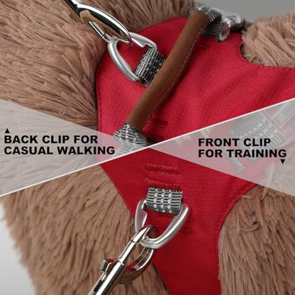 No Pull Dog Harness – Adjustable Reflective Nylon Vest for Small Medium Large Dogs, Escape Proof Training Harness with Leather Control Handle, Lightweight Aluminum Hardware (Red, S) - color: Red, size: S