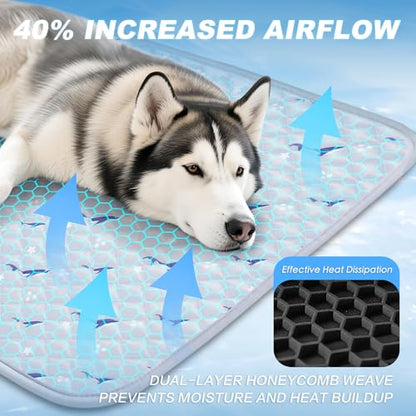 Dog Cooling Mat, Cooling Mat for Dogs, Breathable Dog Bed with Non-Slip Design, Portable & Washable Pet Pad for Indoor, Outdoor, Crate, Summer Cat Bed, Cool Pet Pad, Gel-Free, 21"x27" - size: 21"x27"(S)