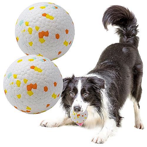 Dog Balls Toys for Aggressive Chewers, Indestructible Durable Bouncy Floating Balls for Dogs to Fetch, Durable Solid Rubber Ball for Training Dog(2 Pack) - color: Toy Ball-Yellow(Pack of 2), size: Small