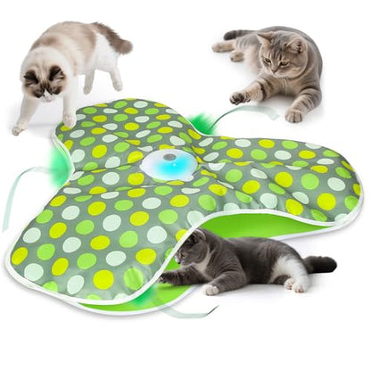 Interactive Cat Toys for Indoor Cats & Kittens - Automatic Hide & Seek Toy with Feather Tail,Squeaky Mouse Sounds, Motion Activated,USB Rechargeable Boredom Relief & Self Play Enrichment Game