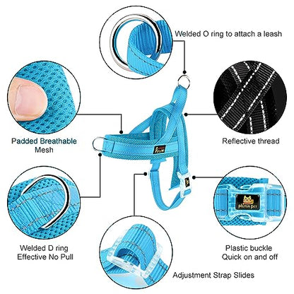 Plutus Pet No Pull Dog Harness with Breathable Mesh Padded, Adjustable Reflective Escape Proof Dog Harness, Quick Fit Dog Vest Harness for Small Medium Large Dogs(S, Cyan) - color: Cyan, size: S: chest 17"-19.7"