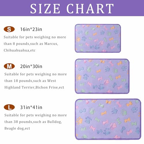 1 Pack 3 Blankets Super Soft Fluffy Premium Fleece Pet Blanket Flannel Paw Printed Throw for Dog Puppy Cat (Small 23x16'', Purple, Pink, Brown) - color: Purple, Pink, Brown, size: 23x16 inch(Pack of 3)