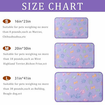 1 Pack 3 Blankets Super Soft Fluffy Premium Fleece Pet Blanket Flannel Paw Printed Throw for Dog Puppy Cat (Medium 30x20'', Purple, Pink, Brown) - color: Purple, Pink, Brown, size: 30x20 inch(Pack of 3)