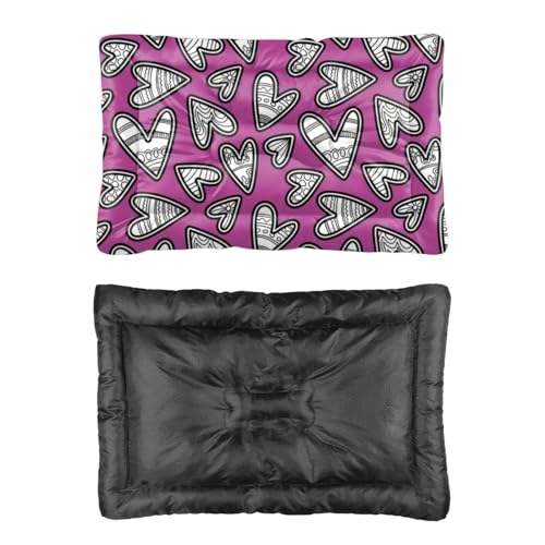 Comfortable Dog Crate Pad with Anti- Slip Bottom, Valentines Hearts Purple Kennel Dog Pad Bed for Crate Comfy Kennel Mat for Indoor& Outdoor Sofa Cars, Machine Washable 36 × 24 inch - size: 36 × 24 inch